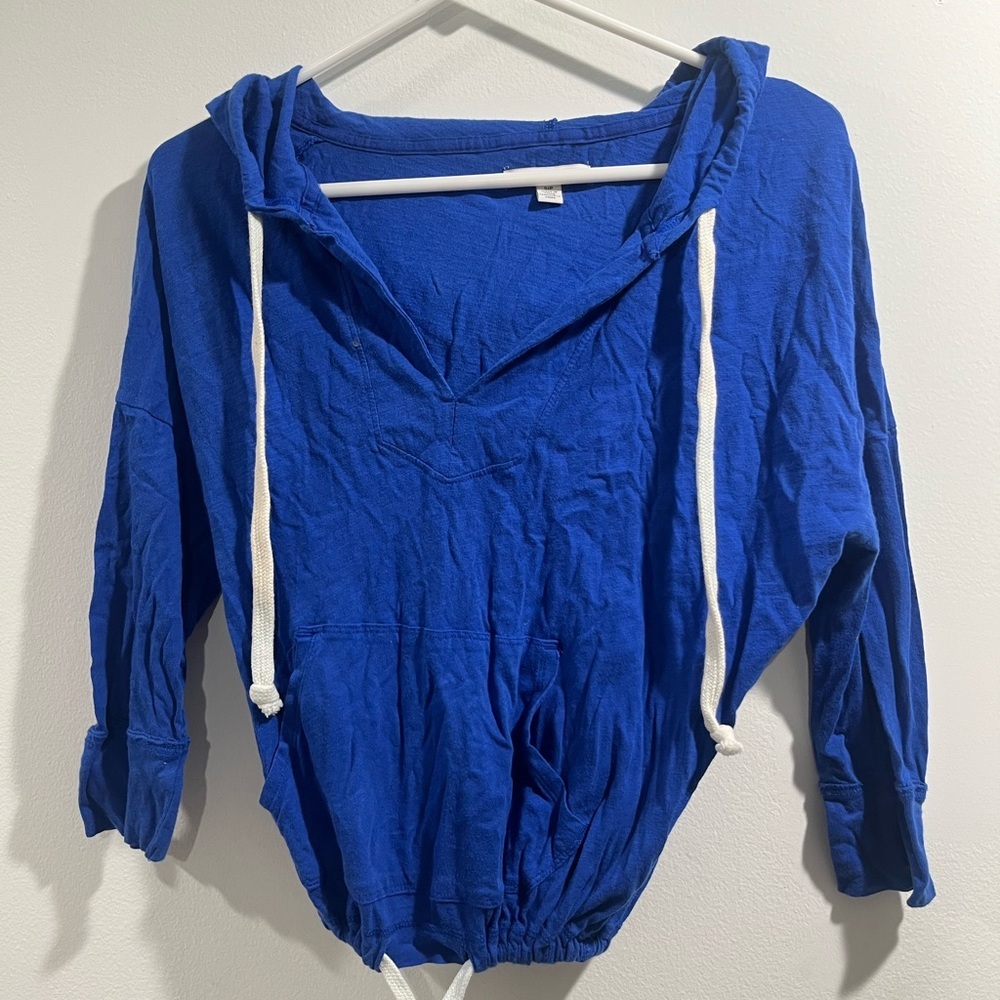 Small blue American eagle cropped drawstring lightweight sweatshirt